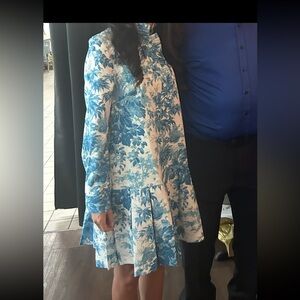 Floral dress blue and white. High quality thick fabric